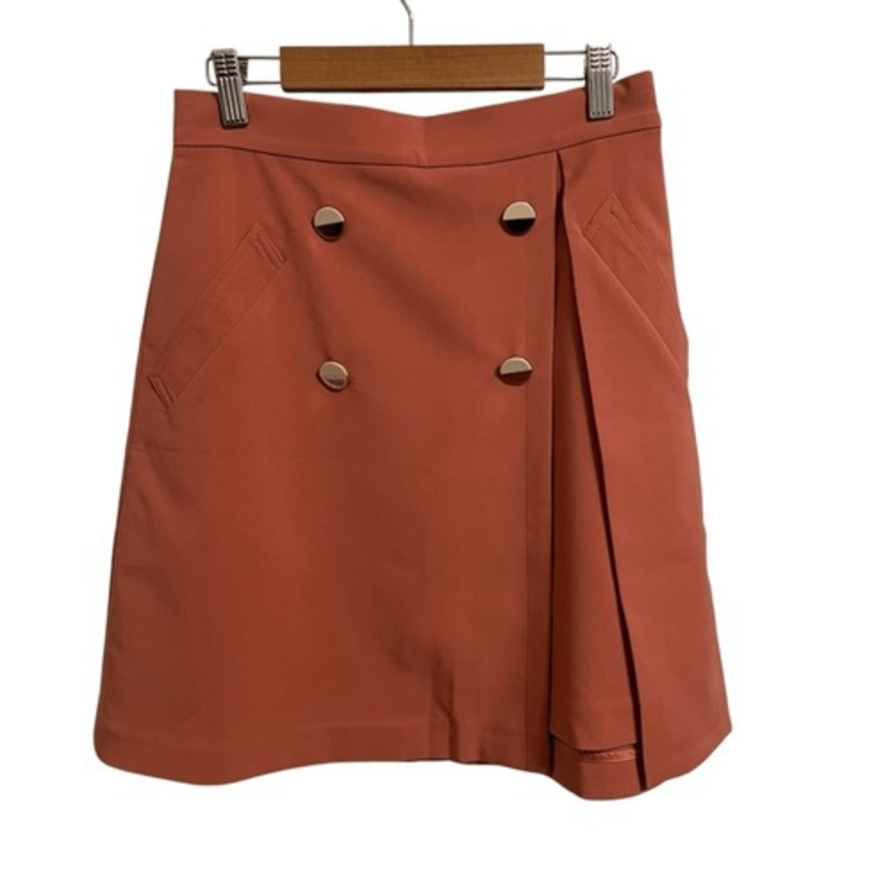 Bread n Butter Terracotta Double Breasted A-Line Mini Skirt Size 0 Gold Buttons